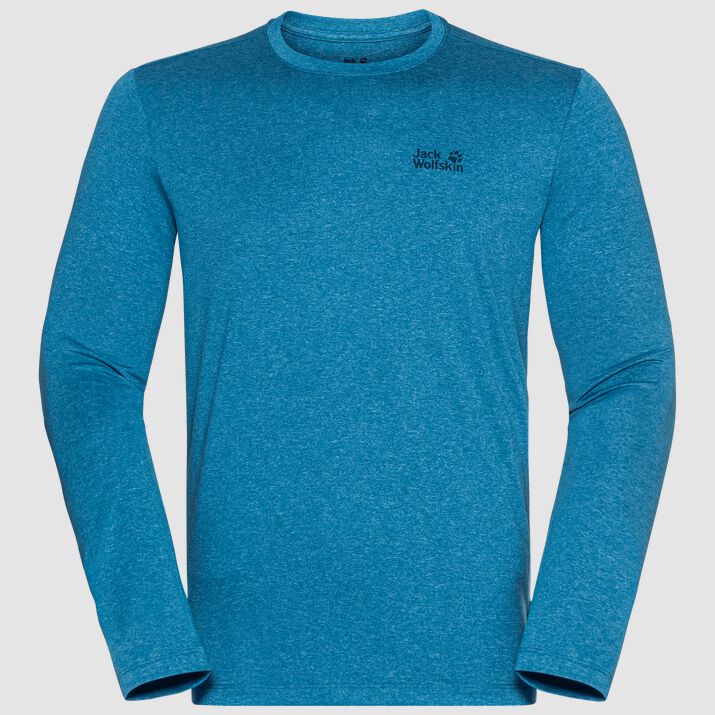 Camiseta Manga Larga Jack Wolfskin Sky Thermal Hombre Azules Mexico-4763192